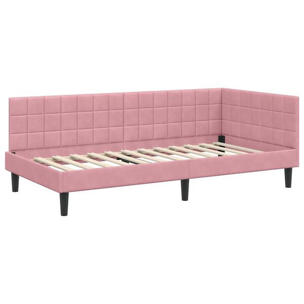 vidaXL Hoekbedframe met hoofdeinde Roze 100 x 200 cm Fluweel