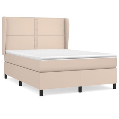 vidaXL Boxspring met matras kunstleer cappuccinokleurig 140x200 cm