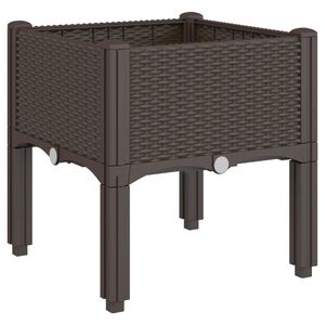 vidaXL Plantenbak met poten 40x40x42 cm polypropeen bruin