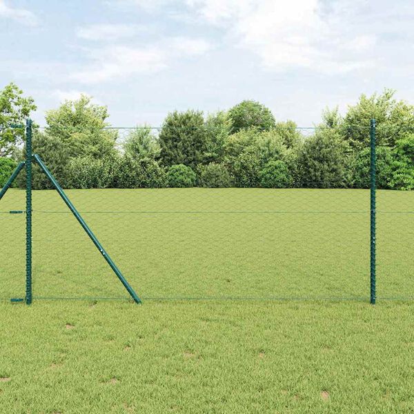 vidaXL Afrasteringspaal Groen 50 x 1,4 m (36 mm gaas) Staal en PVC