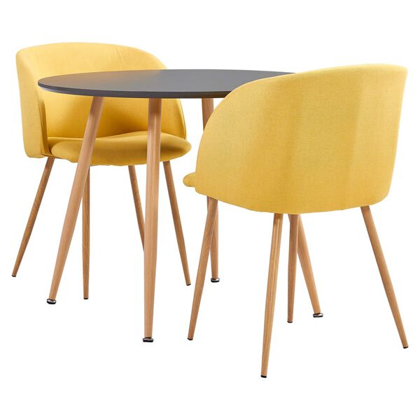 vidaXL 3-delige Eethoek stof geel