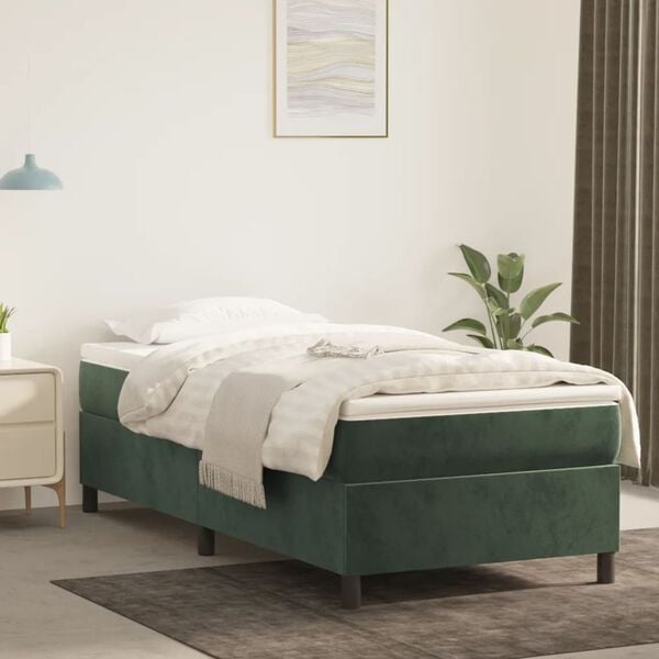 vidaXL Boxspring bed 90x200 cm fluweel donkergroen