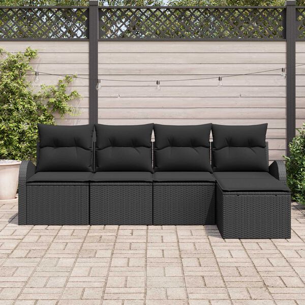 vidaXL Tuin Sofa Set 5 pcs Zwart poly rattan