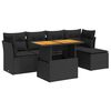 vidaXL 6-delige Loungeset met kussens poly rattan zwart