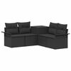 vidaXL Bankstel 5 st Zwart Poly Rattan en Staal