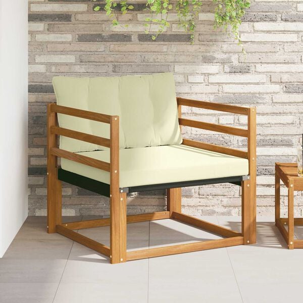 vidaXL Buiten bankenset Massief Acaciahout en Textilene Naturel