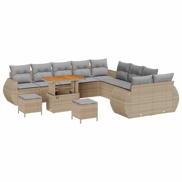 vidaXL Tuinbankenset 13 pcs Beige poly rattan