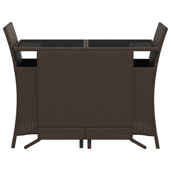 vidaXL 3-delige Bistroset met kussens poly rattan bruin