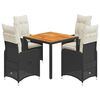 vidaXL 5-delige Bistroset met kussens poly rattan zwart