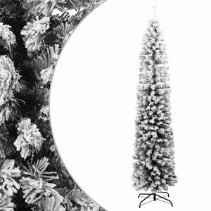 vidaXL Kunstkerstboom met sneeuw smal 240 cm PVC groen