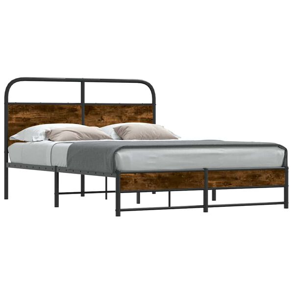 vidaXL Bedframe zonder matras bewerkt hout gerookt eiken 120x200 cm