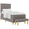 vidaXL Boxspring bed met kussen met hoofdeinde Taupe 200 x 90 cm Stof