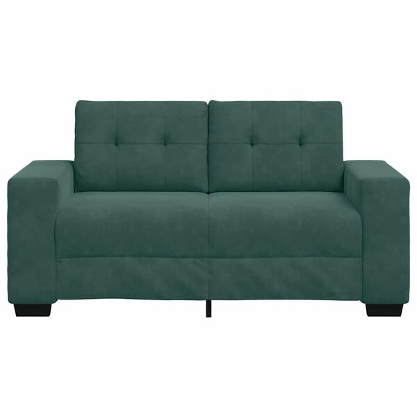 vidaXL | Loveseat | met kussen Donkergroen Fluweel