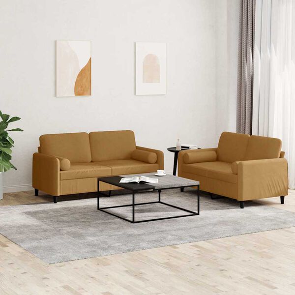 vidaXL 2-delige Loungeset met kussens fluweel bruin
