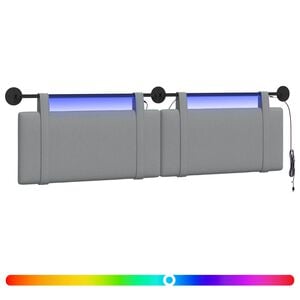 vidaXL Hangend hoofdbord Met LED-verlichting Lichtgrijs Stof