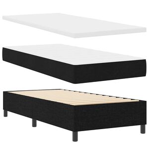 vidaXL LED Box Spring Bed met hoofdeinde Zwart 100 x 200 cm Stof