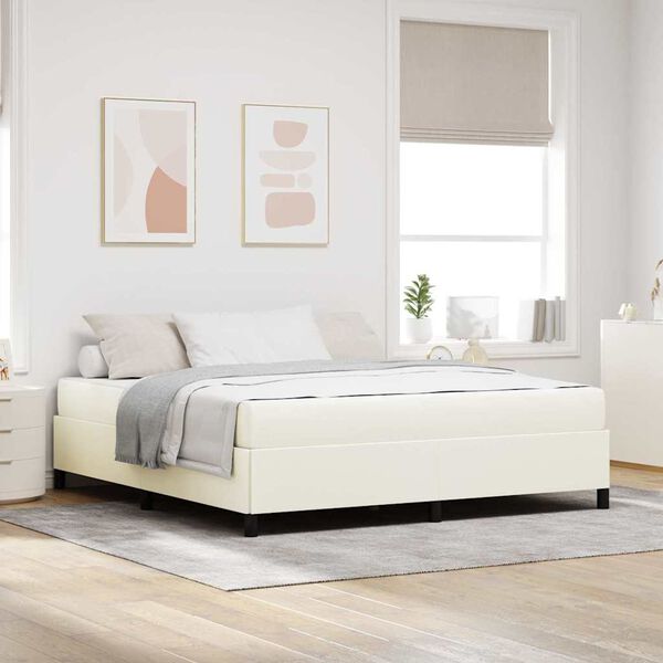 vidaXL Bedframe met matras Cr&egrave;me 180 x 200 cm Stof
