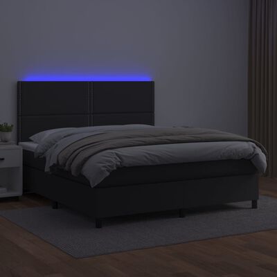 vidaXL Boxspring met matras en LED kunstleer zwart 180x200 cm