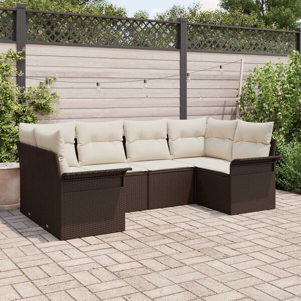 vidaXL Tuin Sofa Set met kussen 6 pcs Bruin Poly riet