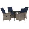 vidaXL Tafel en stoelen set 5 st Grijs PE Rattan