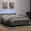 vidaXL Boxspring met matras en LED fluweel lichtgrijs 160x220 cm