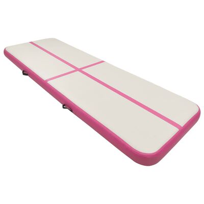 vidaXL Gymnastiekmat met pomp opblaasbaar 500x100x15 cm PVC roze