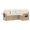 vidaXL 4-delige Loungeset met kussens poly rattan beige