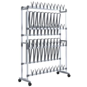 vidaXL Schoenenrek met wieltjes 89x27x120 cm zilverkleurig