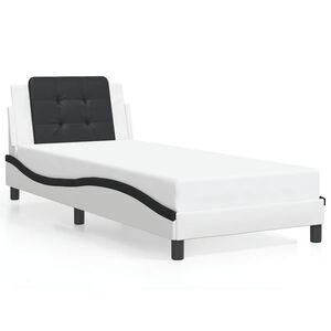 vidaXL Bedframe zonder matras "Zadar" kunstleer wit en zwart 90x200 cm