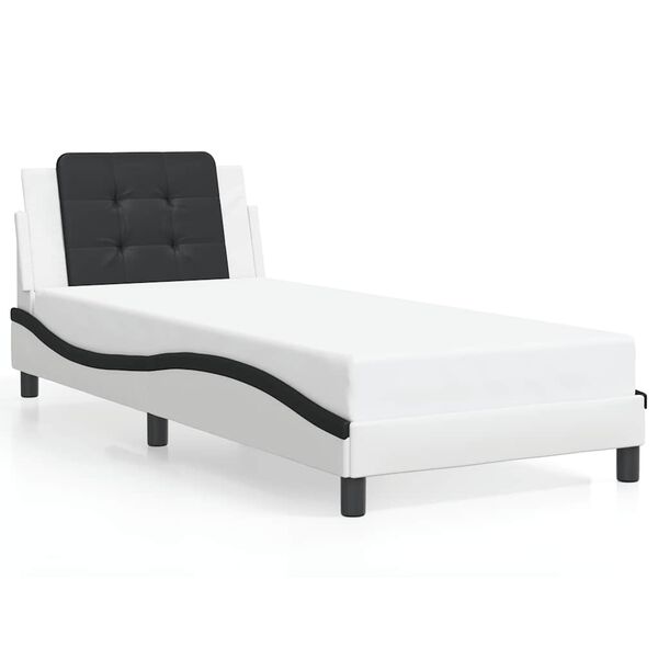 vidaXL Bedframe zonder matras "Zadar" kunstleer wit en zwart 90x200 cm
