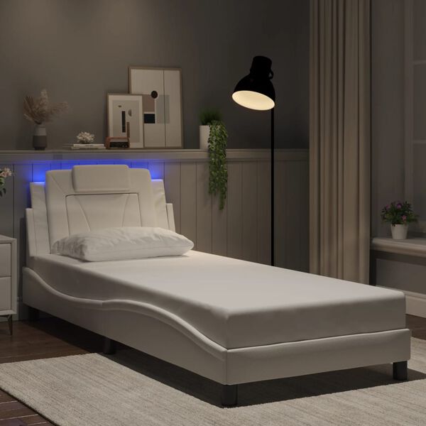 vidaXL Bedframe "Viana" met LED zonder matras wit 90x200 cm