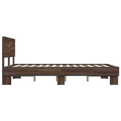 vidaXL Bedframe bewerkt hout metaal bruin eikenkleur 140x200 cm