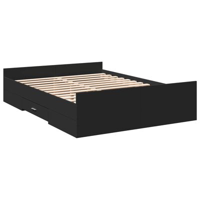 vidaXL Bedframe met lades bewerkt hout bruin eikenkleur 135x190 cm