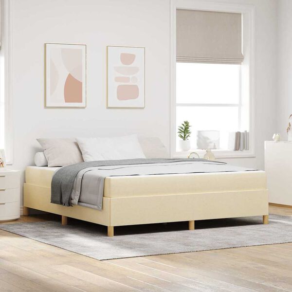 vidaXL Bedframe met matras Cr&egrave;me 180 x 200 cm Stof