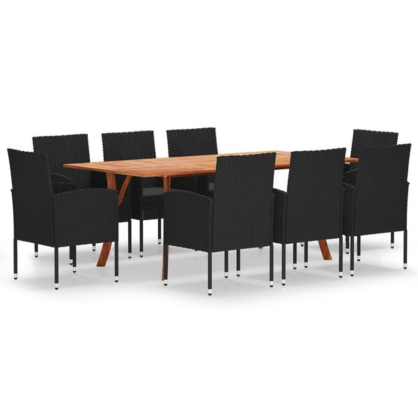 vidaXL 9-delige Tuinset zwart