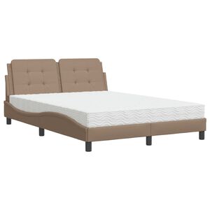 vidaXL Bedframe zonder matras "Zadar" kunstleer cappuccinokleurig 140x190 cm