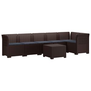 vidaXL 6-Zits Tuin Sofa met Kussens Rattan Look PP Bruin