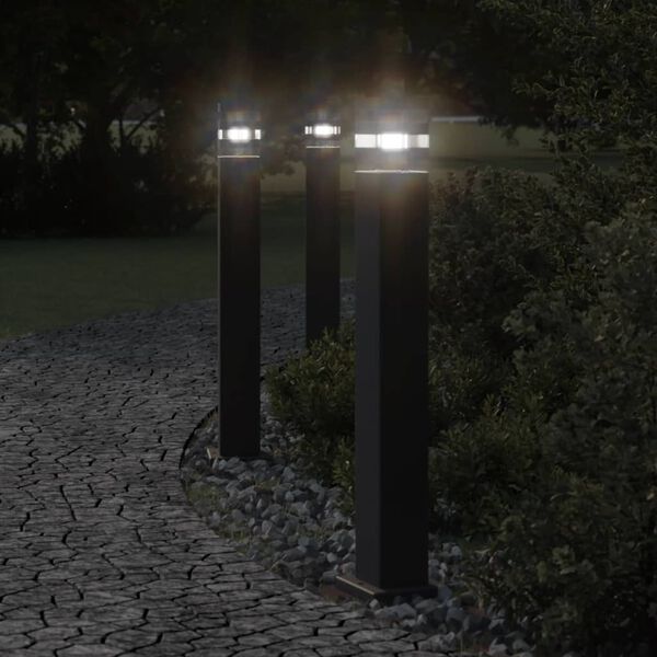vidaXL Vloerlampen voor buiten 3 st 80 cm aluminium zwart