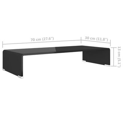 vidaXL TV-meubel/monitorverhoger zwart 120x30x13 cm glas