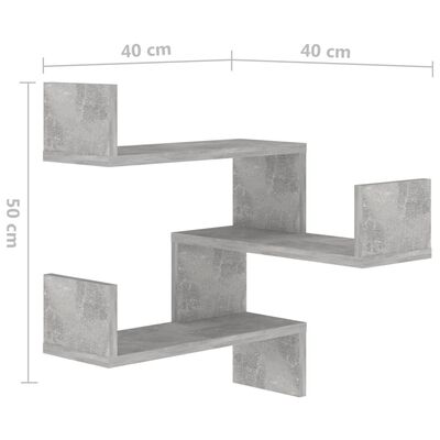 vidaXL Hoekwandschappen 2 st 40x40x50 cm spaanplaat betongrijs