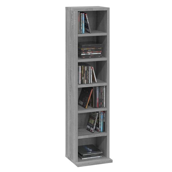vidaXL Cd-kast 21x20x88 cm bewerkt hout grijs sonoma eikenkleurig