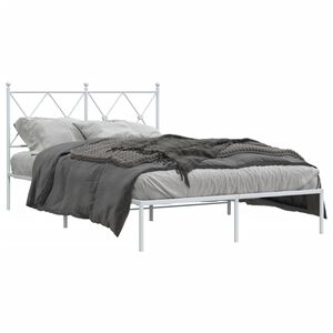 vidaXL Bedframe met hoofdbord metaal wit 120x200 cm
