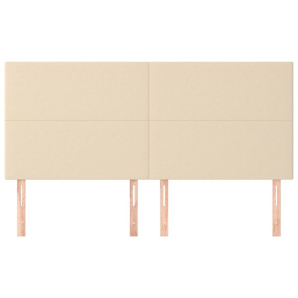 vidaXL Hoofdbord cr&egrave;me 200x5x118/128 cm stof
