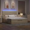 vidaXL Ottoman bed met matras en LED's 180x200cm stof cr&egrave;mekleurig
