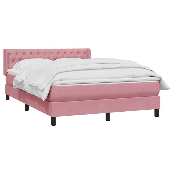 vidaXL Boxspring met matras fluweel roze 160x210 cm