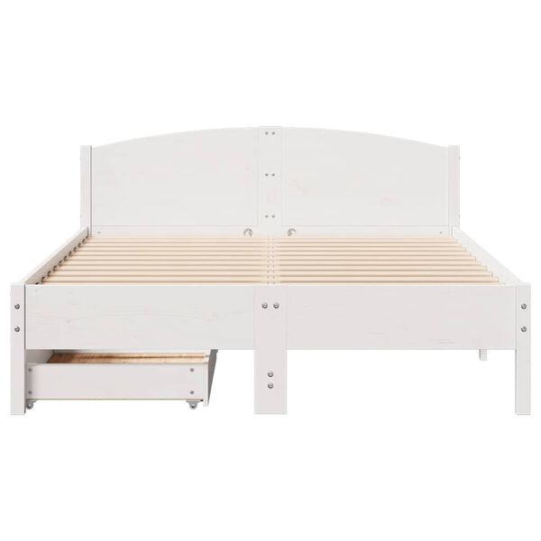 vidaXL Bedframe zonder matras massief grenenhout wit 135x190 cm