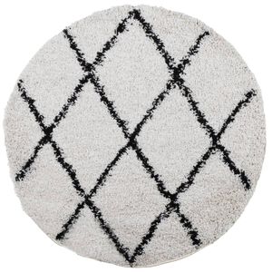 vidaXL Vloerkleed PAMPLONA shaggy hoogpolig &Oslash; 280 cm cr&egrave;me en zwart