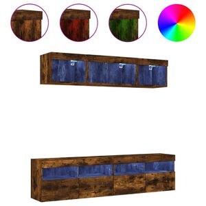vidaXL 5-delige tv-wandmeubelset met LED bewerkt hout gerookt eiken