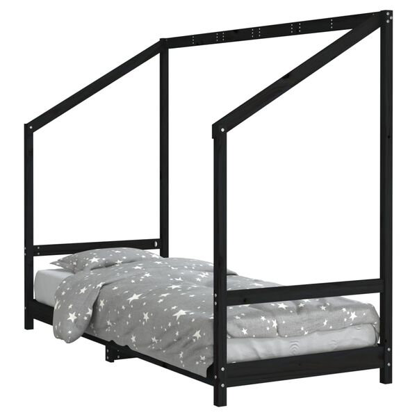 vidaXL Kinderbedframe 80x200 cm massief grenenhout zwart