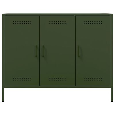 vidaXL Dressoir 100,5x39x79 cm koudgewalst staal olijfgroen